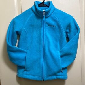 Columbia Girl's Fleece Light Blue Zip Up Jacket Size Small (7-8)